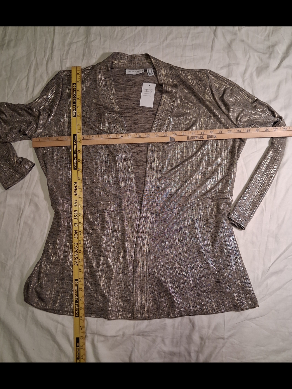 Susan Graver Size Large Metallic Open Cardigan Set With Tank Top And Jacket NWT - Picture 10 of 15